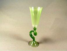 Create unique green glassware with curving stems with this glassblowing project.