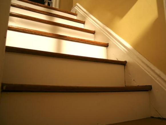 contemporary wood stair risers