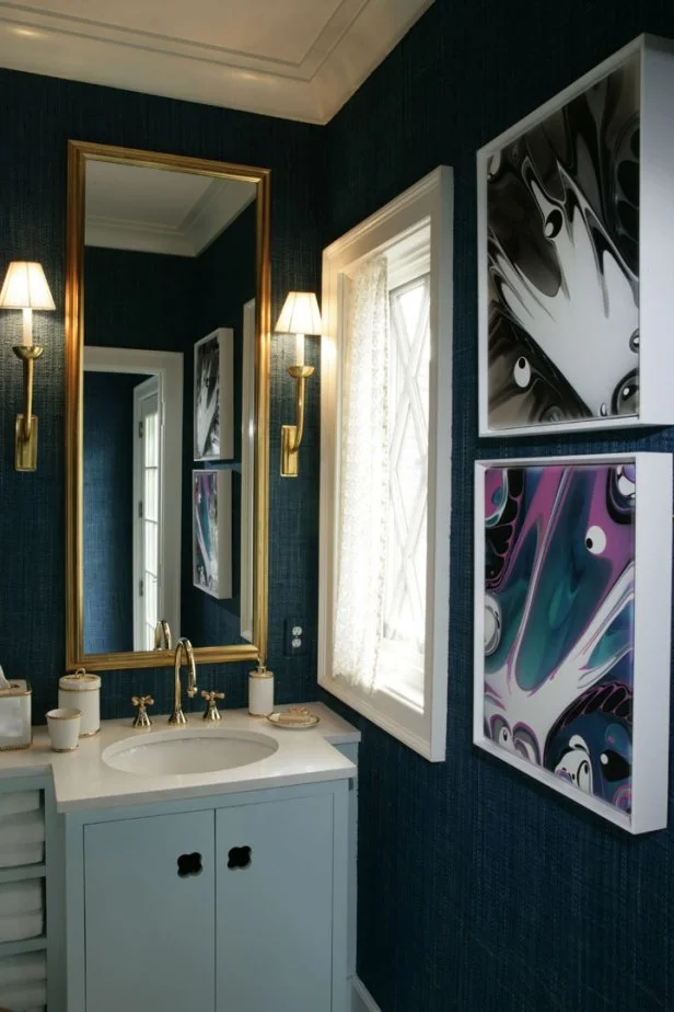 Bathroom with Dark Blue Walls