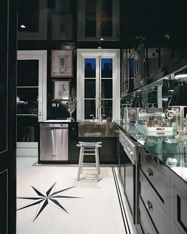 Black And White Art Deco Kitchen With Black Cabinets Hgtv