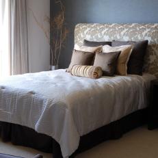 Neutral Bedroom With Brown Upholstered Bed