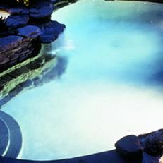 backyard pool features stone outcroppings