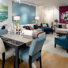 Contemporary Open Plan Dining Room With Accent Walls Contemporary Open Plan Dining Room With Accent Walls