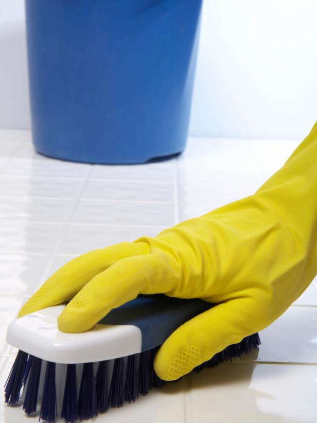 brush to clean bathroom