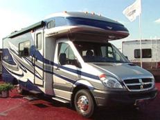 Motor Home With Blue And Silver Detailing