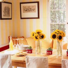 Yellow Striped Country Dining Room