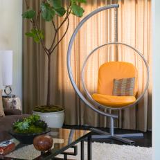 Midcentury Living Room With Bubble Chair