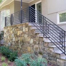 Outdoor Stone Steps and Iron Railing 