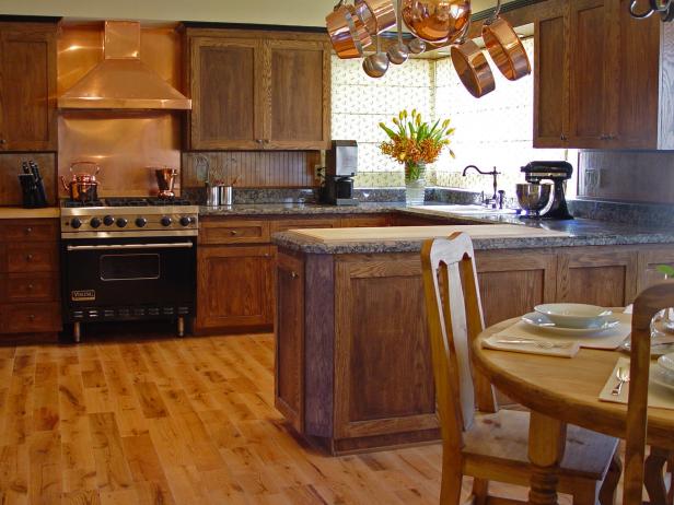 Kitchen With Wood Cabinets and Hardwood Floors