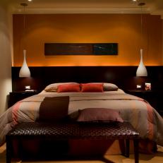 Modern Orange and Chocolate Brown Bedroom 