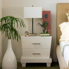 Contemporary Nightstand With Stainless Steel Drawer Pulls