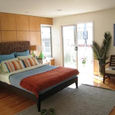 Neutral Contemporary Coastal Bedroom With Seagrass Headboard