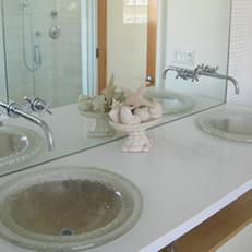 glass sinks add to contemporary bath