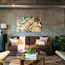 Contemporary Loft Living Room With Concrete Wall