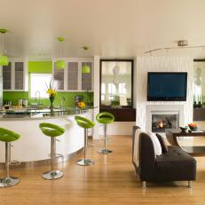 Neutral Kitchen with Chartreuse Touches