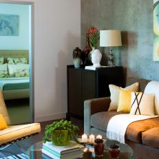 Eclectic Living Room With Yellow Leather Chair
