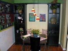 Carter Oosterhouse builds a wall of storage in a small dining room.