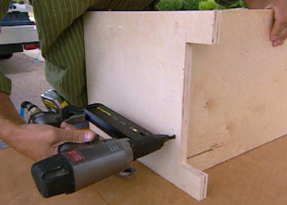 Use Nail Gun to Attach Wood Back to Bench Seat