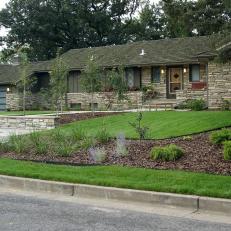 Exterior of Stone-Clad Ranch Home With Landscaping