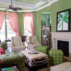 Pink and Green Living Room 