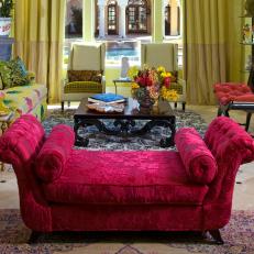 Asian Inspired Fuchsia Chaise Lounge