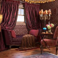 Elegant Burgundy Lounge Area
