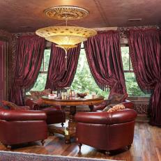 Ornate Seating Area With Leather Ceiling