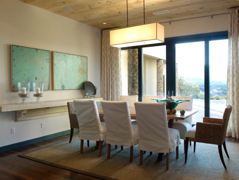 Contemporary Dining Room With a Dramatic View