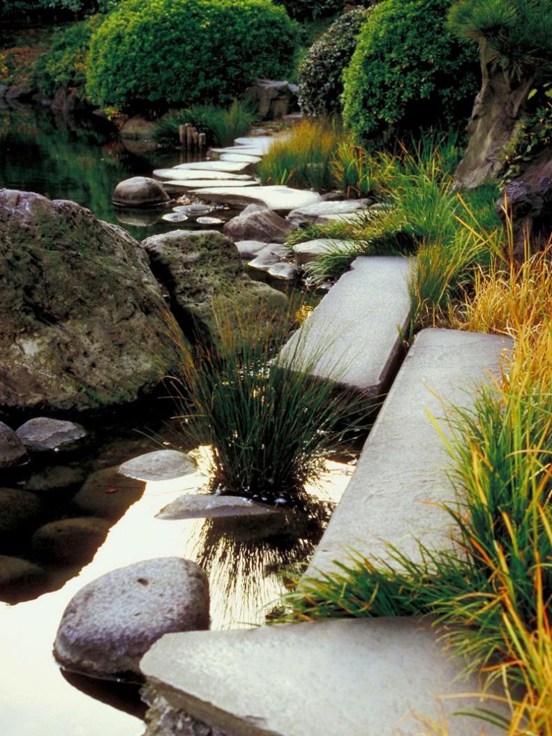 Asian Garden With Stepping Stones