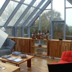 Living Room With Glass Wall of Windows 