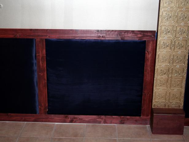 Home Theater Fabric Paneled Wainscotting - Fabric For Walls In Home Theater