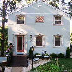 Transitional Blue House With Curb Appeal