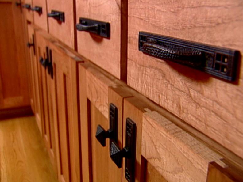 Close-up of Hammered Knobs and Pulls 