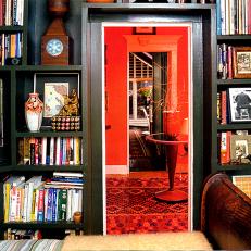 Black Floor-to-Ceiling Bookshelves