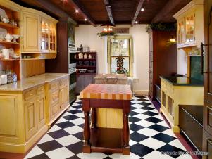Country Kitchen With Diamond-Patterned Floor