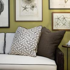 Green Living Room With Nautical Prints