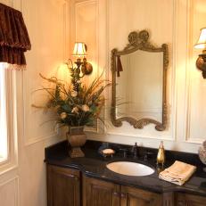 Traditional White Bathroom With Gilt Mirror