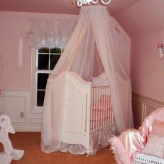 Pink Girls' Nursery With Net Canopy
