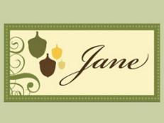 Green Name Card With Acorn Design