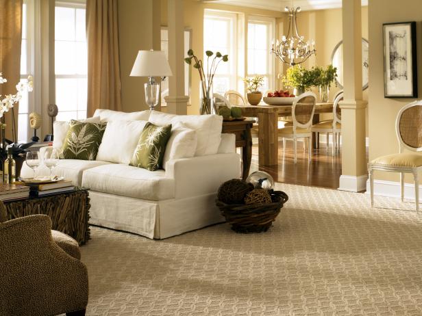 Living Room With Patterned Carpet 