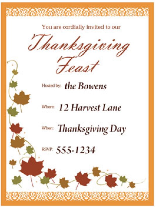 Invite Thanksgiving guests to a grand feast with this classy, printable invitation.