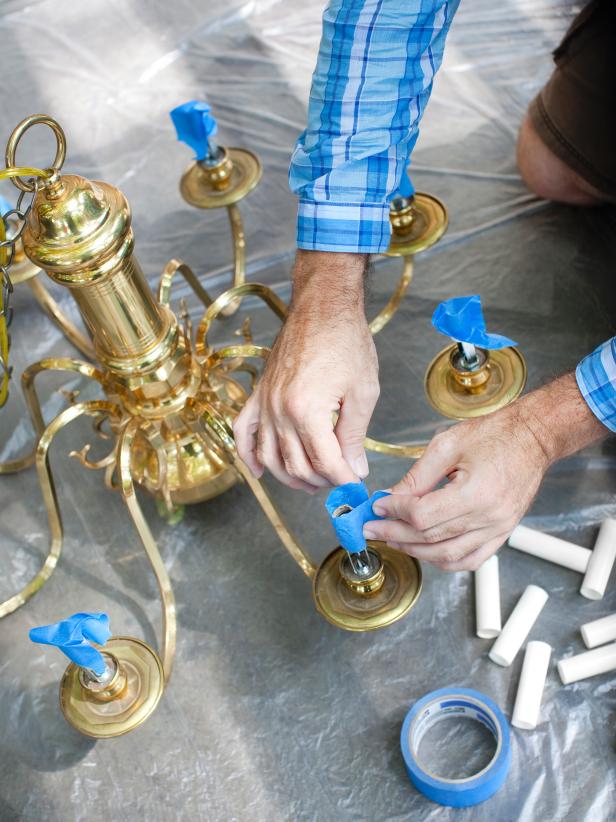How To Modernize A Traditional Brass, How To Paint A Gold Chandelier
