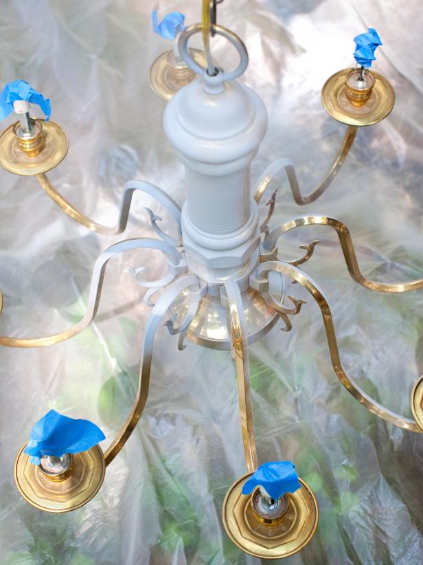 How To Modernize A Traditional Brass, How To Take Down Brass Chandelier Paint