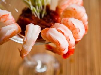 Shrimp cocktail served in a martini glass
