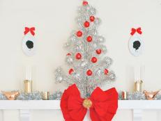 Red and Silver Christmas Mantel 