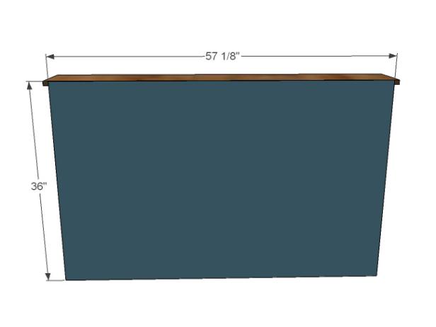 Illustration of the back of the DIY hutch. 