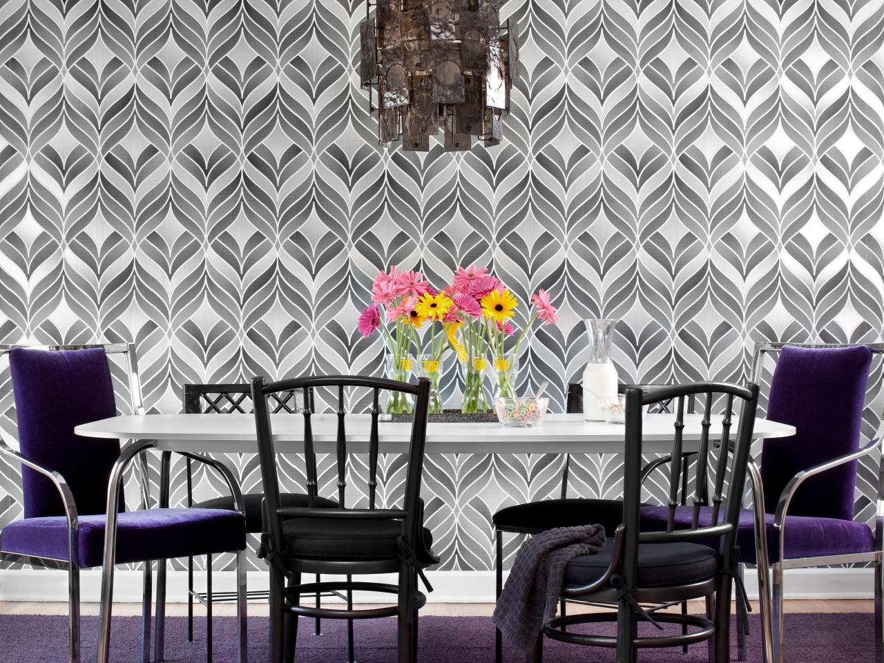 Bold Dining Room With Wallpaper, Dining Room Wallcovering Ideas