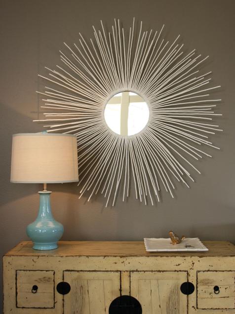 Simple and Cheap DIY Sunburst (Sunflower, Starburst) Mirror, See, Cate