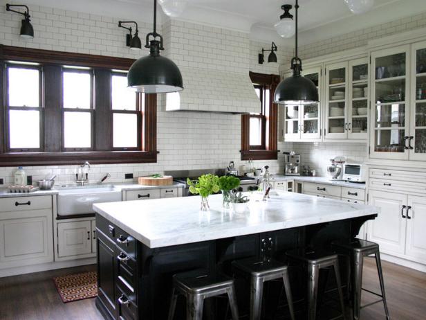 Black And White Kitchens On Instagram, White Cabinets Dark Wood Trim