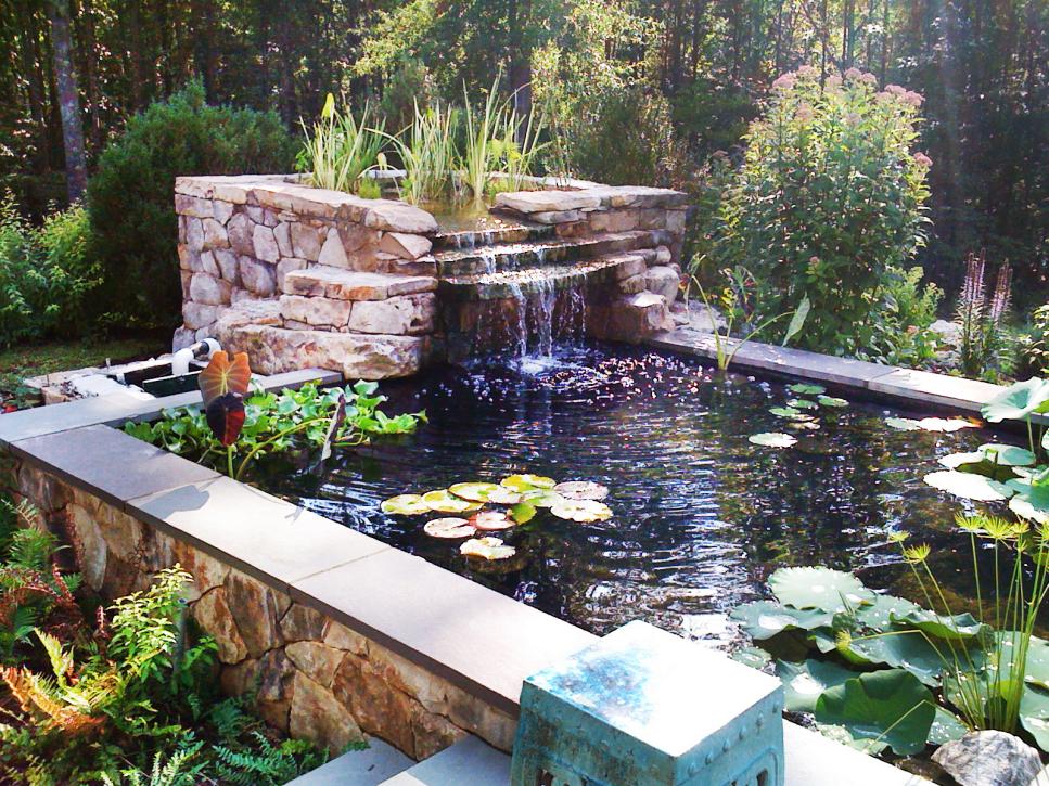 Outdoor Waterfall and Pond